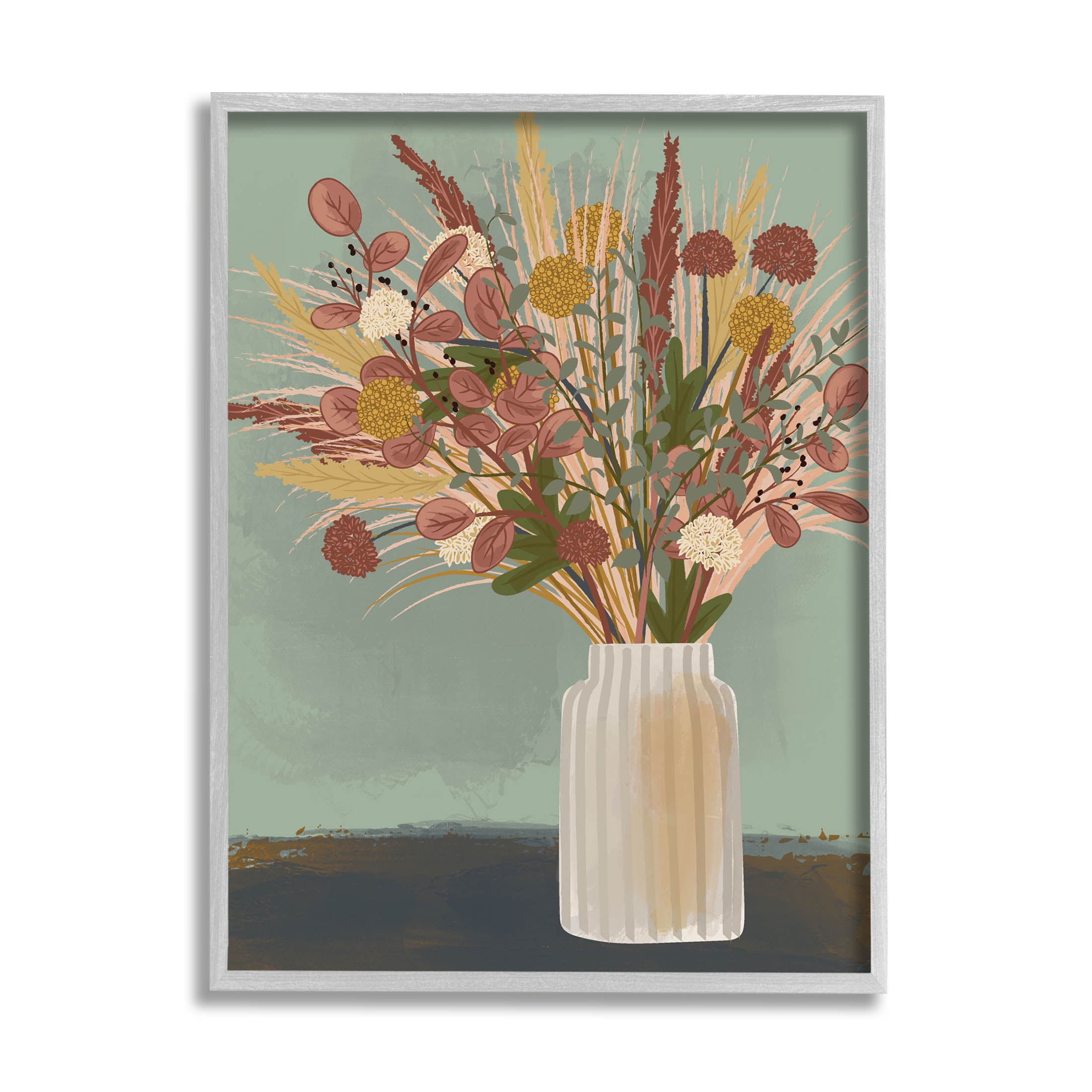 Varied Botanical Sprigs Arrangement Botanical & Floral Graphic Art Gray Framed Art Print Wall Art