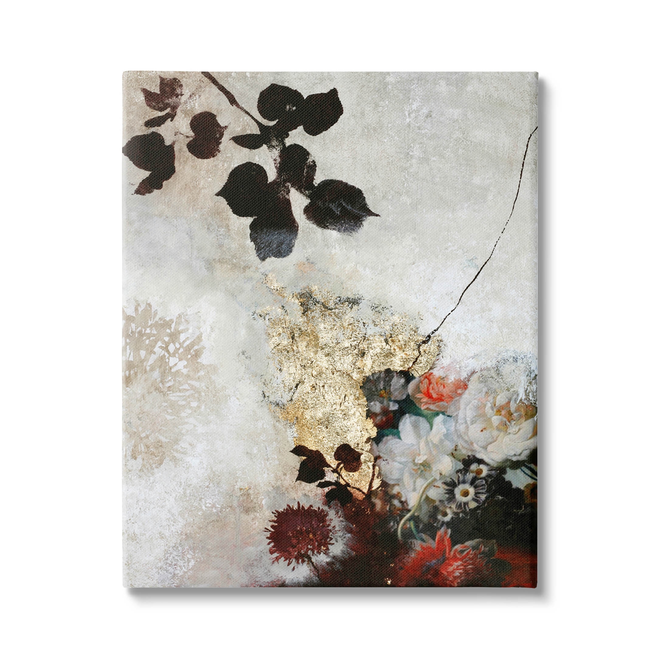 Varied Modern Floral Silhouettes Abstract Graphic Art Gallery Wrapped Canvas Print Wall Art