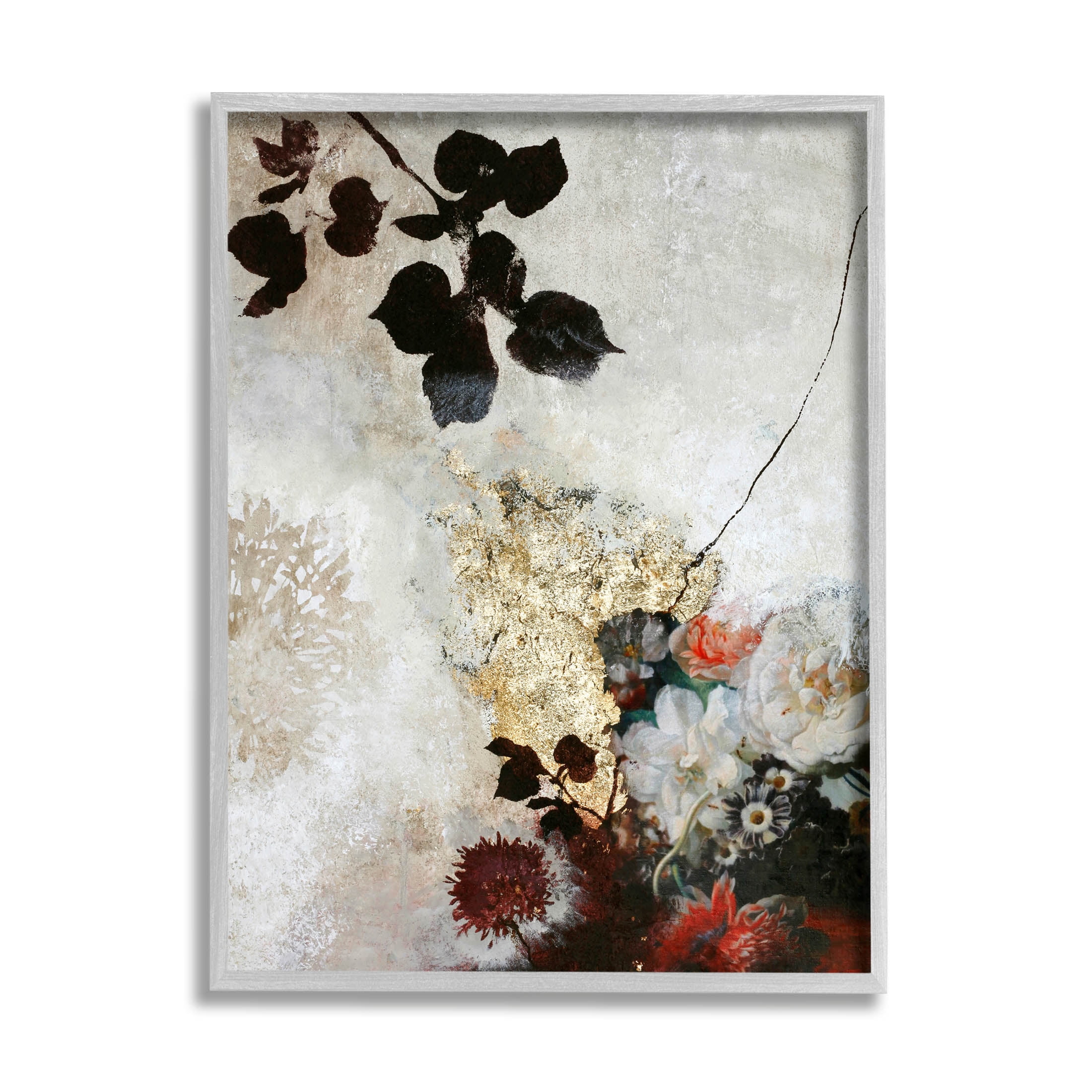 Varied Modern Floral Silhouettes Abstract Graphic Art Gray Framed Art Print Wall Art