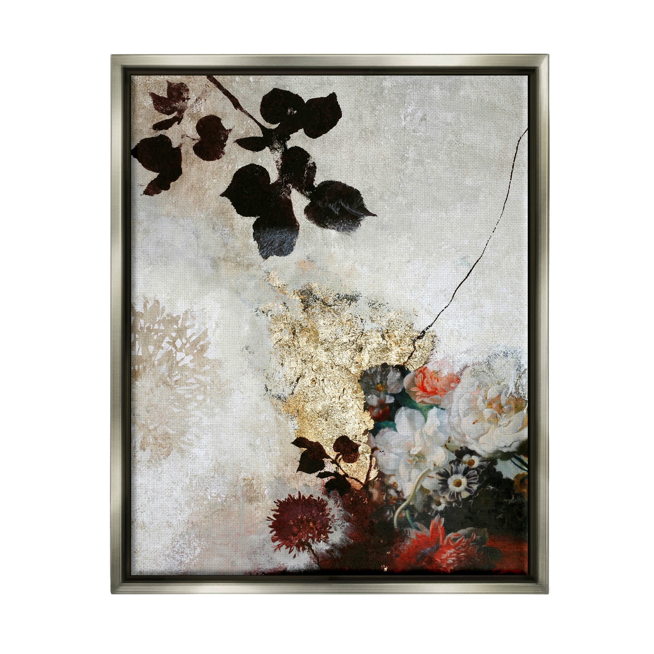 Varied Modern Floral Silhouettes Abstract Graphic Art Luster Gray Framed Art Print Wall Art