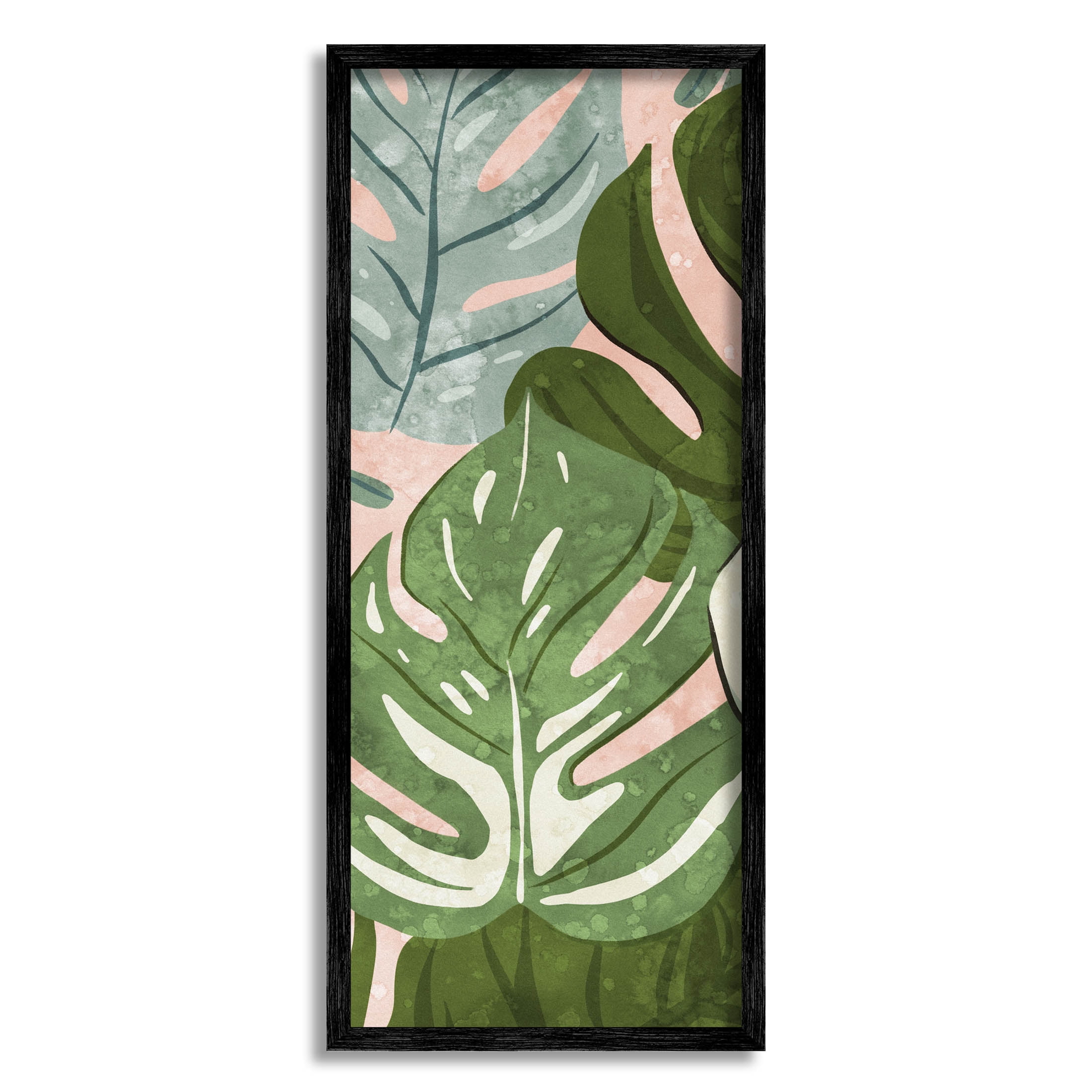 Varied Monstera Leaf Pattern Botanical & Floral Graphic Art Black Framed Art Print Wall Art