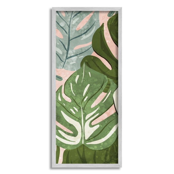 Varied Monstera Leaf Pattern Botanical & Floral Graphic Art Gray Framed Art Print Wall Art