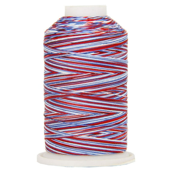 Threadart Multicolor 100% Cotton Thread | Variegated Colors for Quilting, Sewing, and Embroidery | 40/3wt - 600M (660 Yards) Cones | Long Staple Low Lint | Patriotic Color 0119