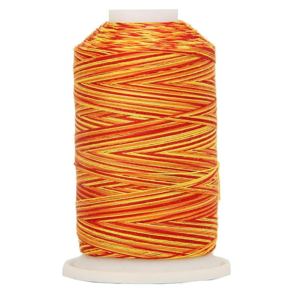 Threadart Multicolor 100% Cotton Thread | Variegated Colors for Quilting, Sewing, and Embroidery | 40/3wt - 600M (660 Yards) Cones | Long Staple Low Lint | Fiery Sunrise Color 1108