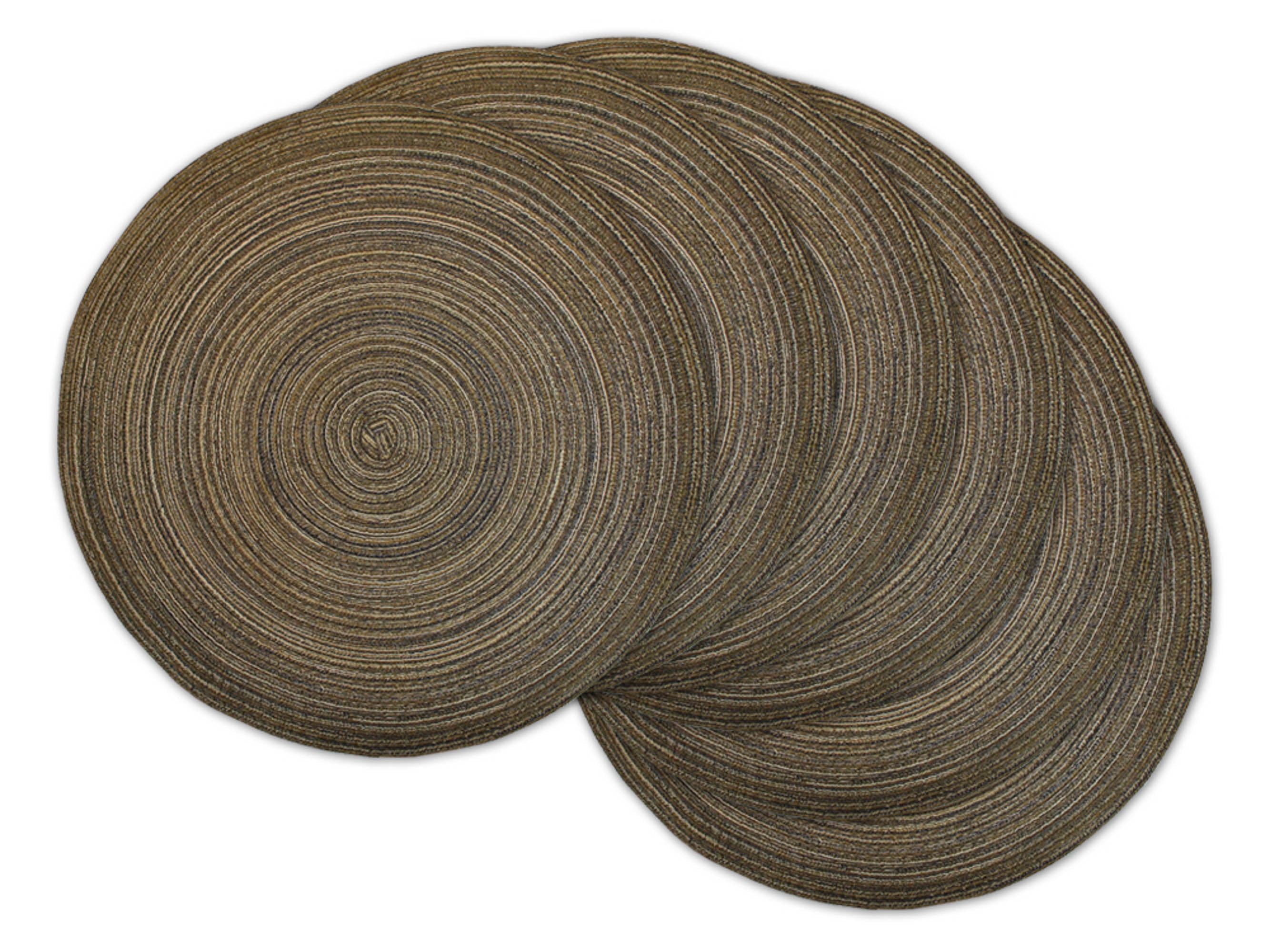 Set of 6 Brown Round Polypropylene Woven Placemats