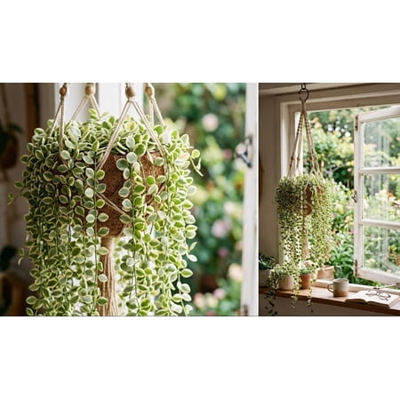 Variegated Dischidia Cascade Live Plant in 4 Inch Pot, Rare Trailing Houseplant for Indoor Hanging Decor, Easy Care Variegated Succulent Vine in Pot, Hardy Tropical Plant Gift