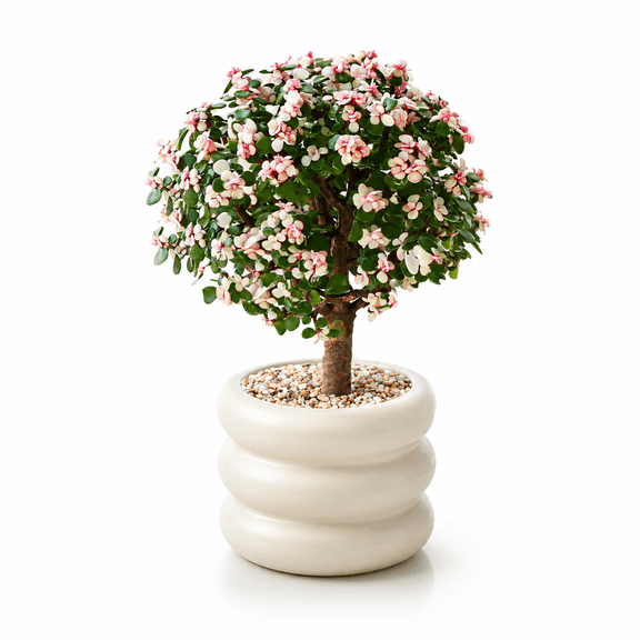 Variegated Dwarf Jade Live Plant, Mini Succulent Bonsai Tree, Elephant Bush Indoor Plant for Desk & Home Decor