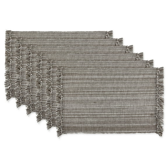 Variegated Gray Fringe Placemat (Set of 6)