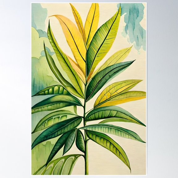 Variegated Leaf Plant Poster Wall Art, Modern Wall Decor For Living Room Bedroom, 8x12 UNFRAMED