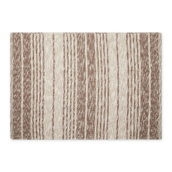 Variegated Leather Brown Stripe Handwoven Recycled Cotton Yarn Rug 2x3 Ft