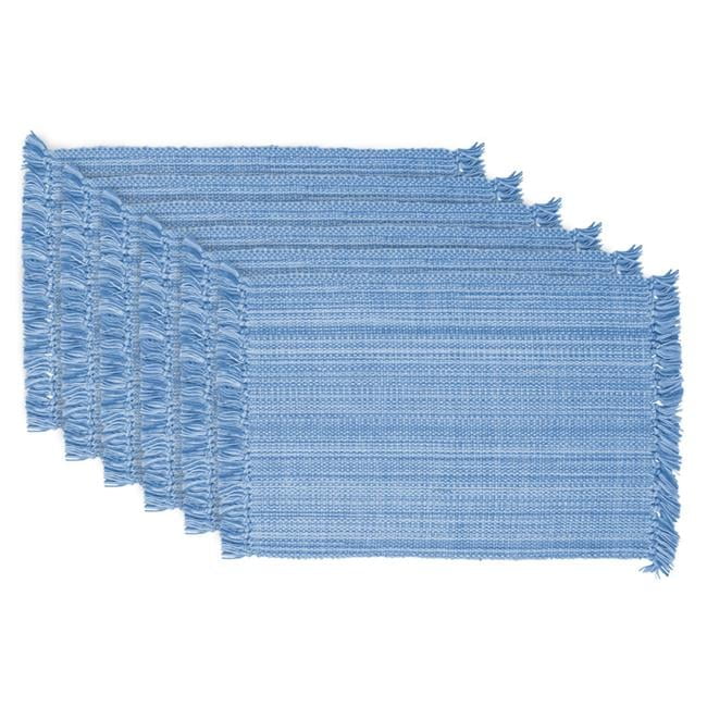 Light Blue Variegated Cotton Fringe Placemats Set of 6