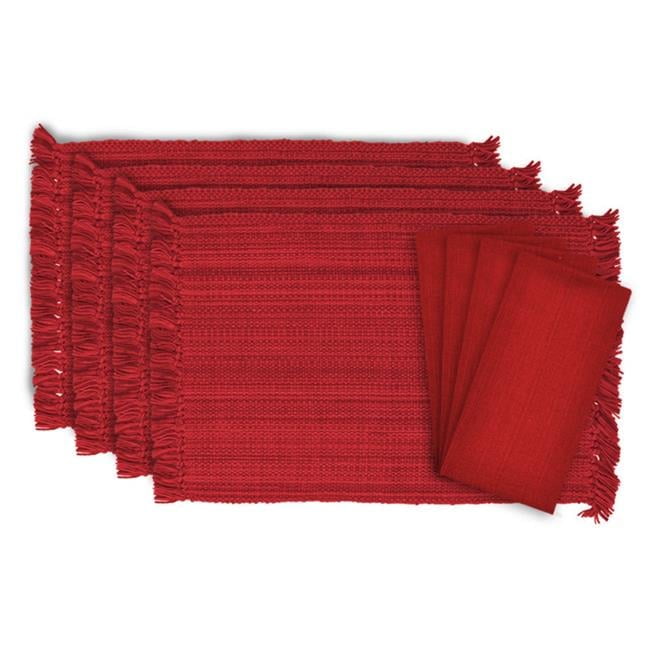 Tango Red Fringed Lace Placemats and Napkins Set