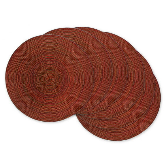 Variegated Red Round Polypropylene Woven Placemat (Set of 6)