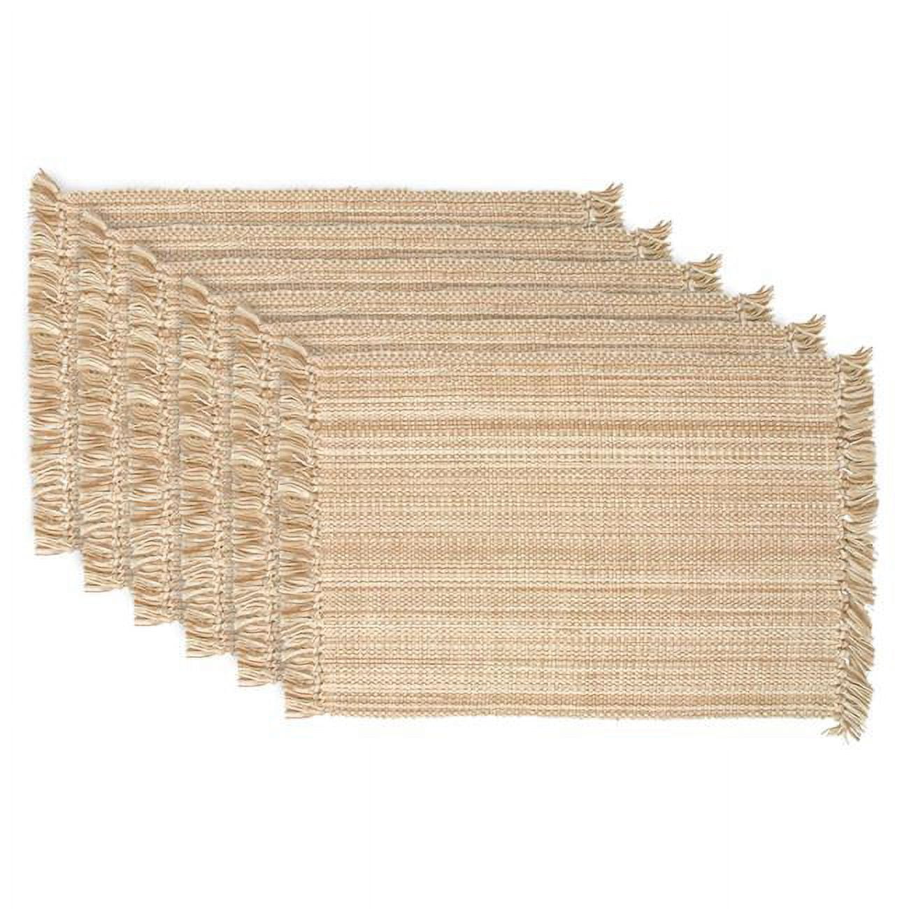 Taupe Variegated Fringe Fabric Placemats Set of 6