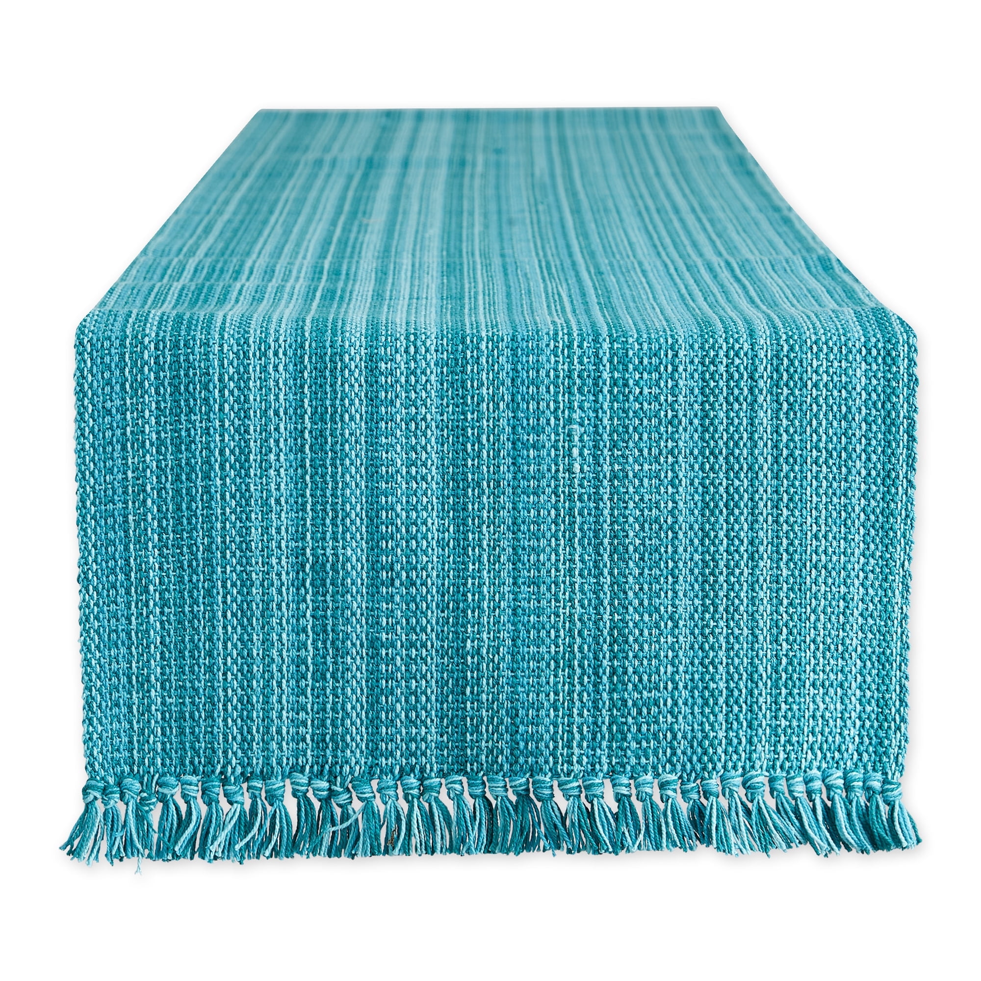 Teal Cotton Fringe Table Runner 13" x 108"