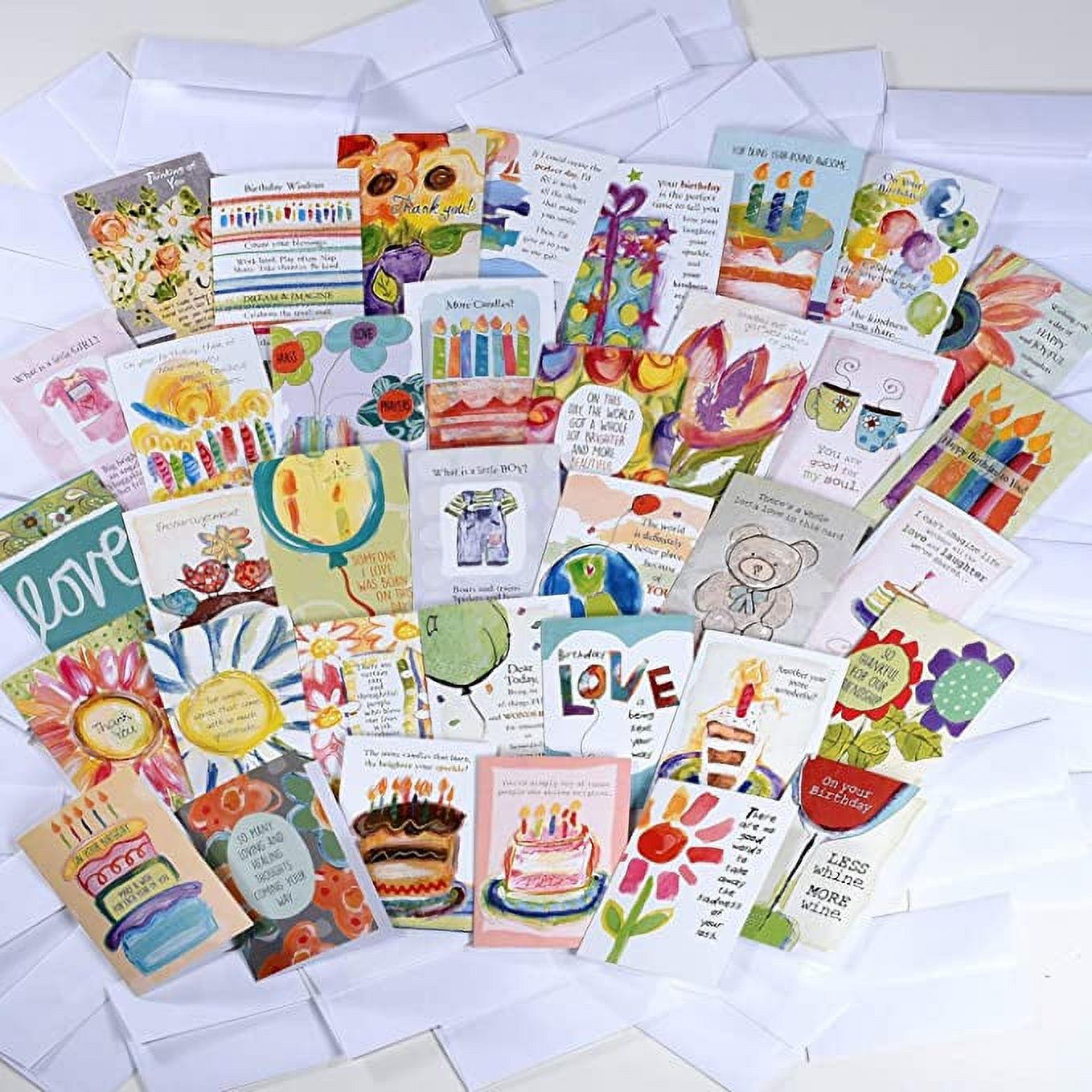 Variety Boxed Greeting Card Assortment by Art From The Heart 36 Card Pack + 36 White Envelopes