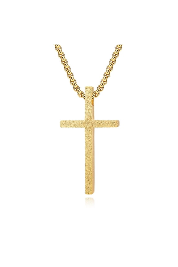 Variety Cross Necklaces 14K Yellow Gold Men Simple Crosses Pendants Chain Religion Punk Rock Hiphop for Couple Jewelry Gift