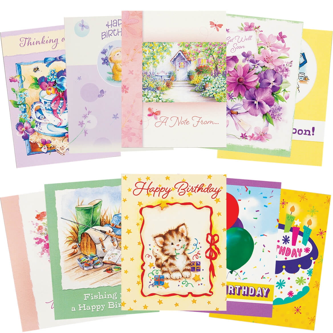 Set of 4 Colorful Groovy Retro Greeting Cards Variety Pack 