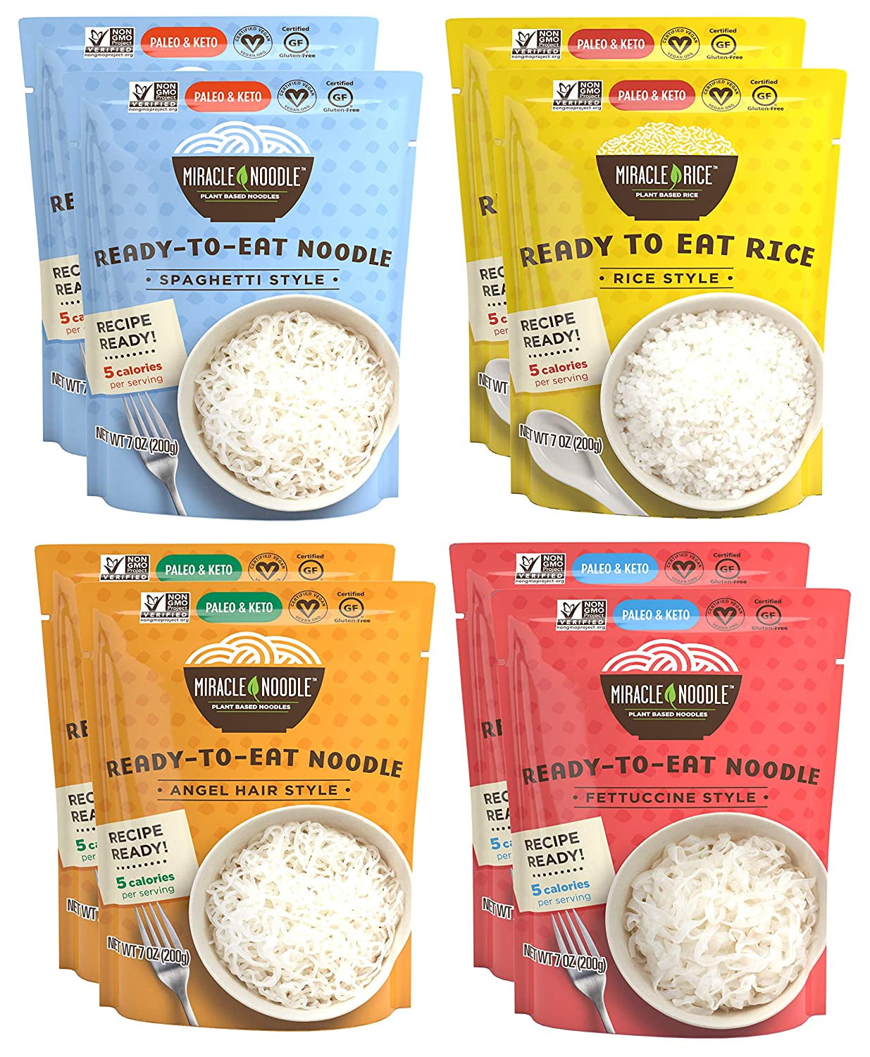 Variety Pack (Angel Hair, Fettuccine, Spaghetti & Rice) - Ready-To-Eat