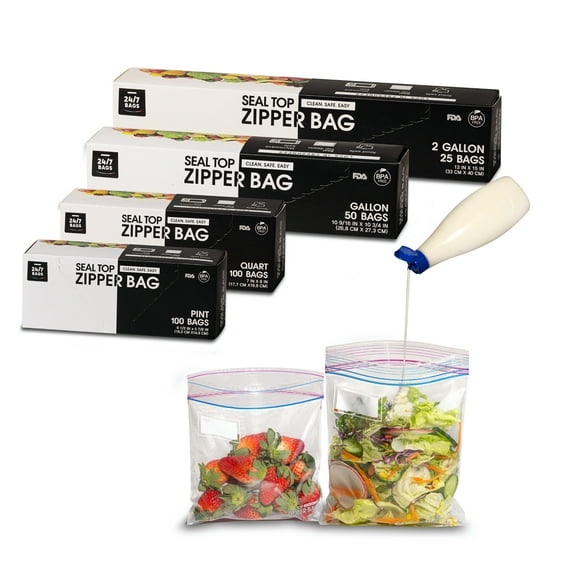 Variety Pack- Double Zipper Food Storage Bags, 4 Sizes, 275 Count
