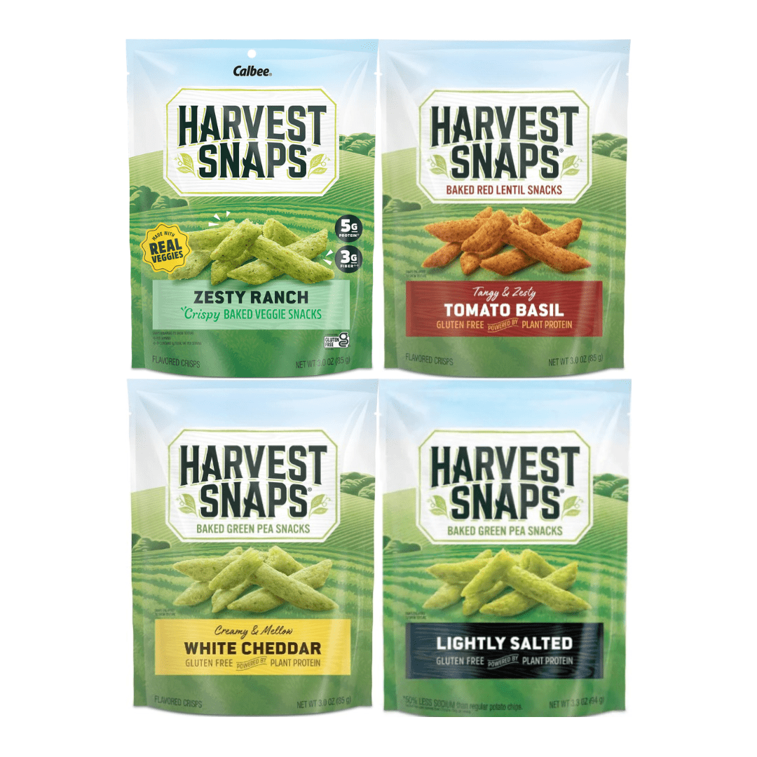 Variety Pack Harvest Snaps Veggie Chips - Lightly Salted, Tomato Basil, White Cheddar, Zesty Ranch - 4 Pack - Healthy Crispy Snack - Low Fat, Non-GMO, Gluten-Free