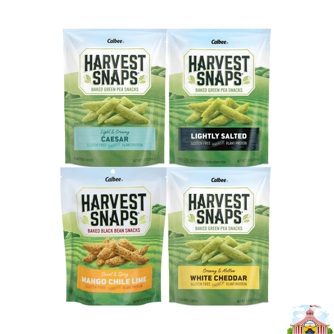 Variety Pack Harvest Snaps Veggie Chips - Caesar, Lightly Salted, Mango Chili Lime, White Cheddar - 4 Pack - Crunchy, Healthy Snack Option - Gluten-Free, Non-GMO