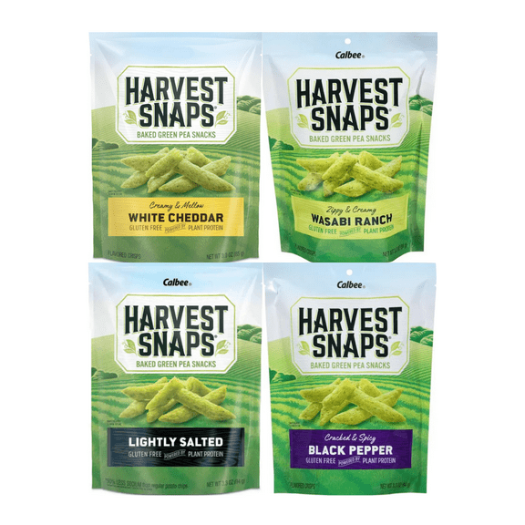 Variety Pack Harvest Snaps Veggie Chips - White Cheddar, Wasabi Ranch, Lightly Salted, Black Pepper - Gluten-Free, High-Protein, Healthy Snack - 4 Flavors, 4 Pack