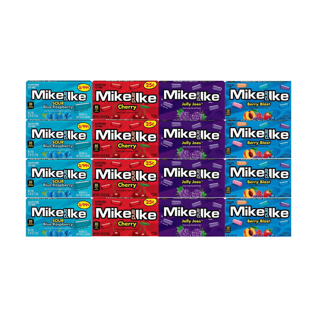 Variety Pack Mike and Ike Candy Assortment, Sour Blue Raspberry