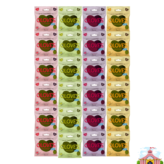 Variety Pack Pitted Green Olives & Kalamata Oloves - 4 Flavors: Basil & Garlic, Chili & Oregano, Lemon & Rosemary, Chili & Garlic, 6 Each Flavor, 1.1 Oz, 24 Pack - Healthy Snacks