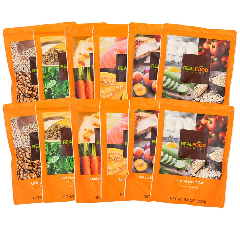 Variety Pack Pureed Food Pouches for Tube Feeding Real Foods Blends