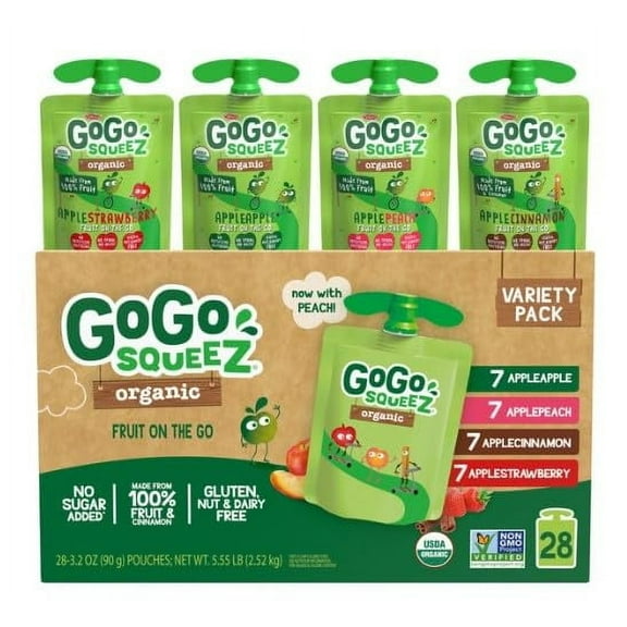 Variety Pack of GoGo.SqueeZ.YogurtZ - Organic Applesauce - 28-3.2-oz Pouches