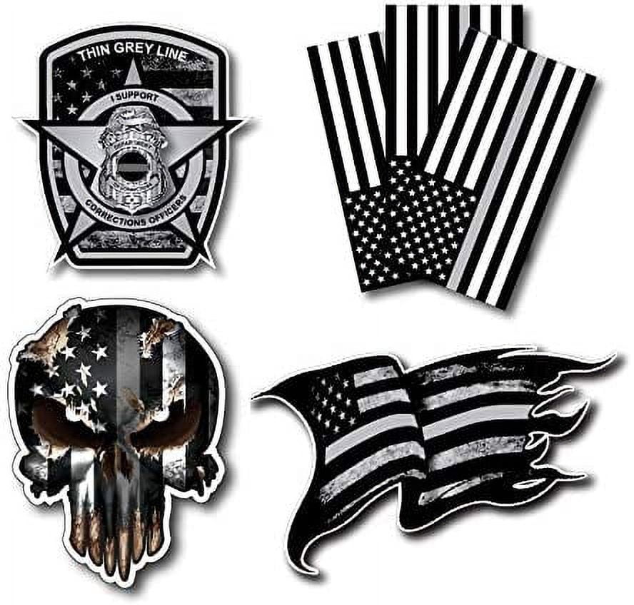 Variety Pack of Thin Silver Line Corrections Officer CO Prison Decal