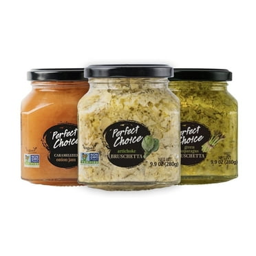Perfect Choice Variety Pack: Artichoke Bruschetta, Asparagus Bruschetta, Caramelized Onion - Pack of 3