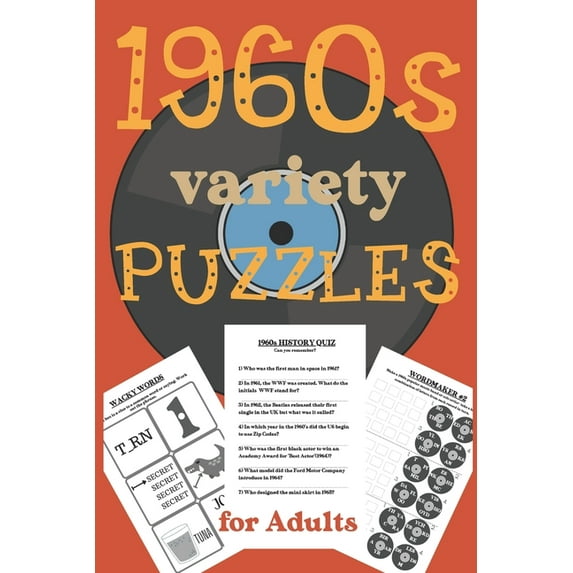Variety Puzzle Books for Adults 1960s Variety Puzzles for Adults: Travel Sized Word and Number Puzzles with Answers in Large Print, (Paperback)
