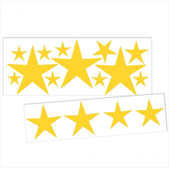 Variety Star Wall Vinyl Sticker Decals 16 Pc 2In to 8In Peel-N-Stick, Yellow