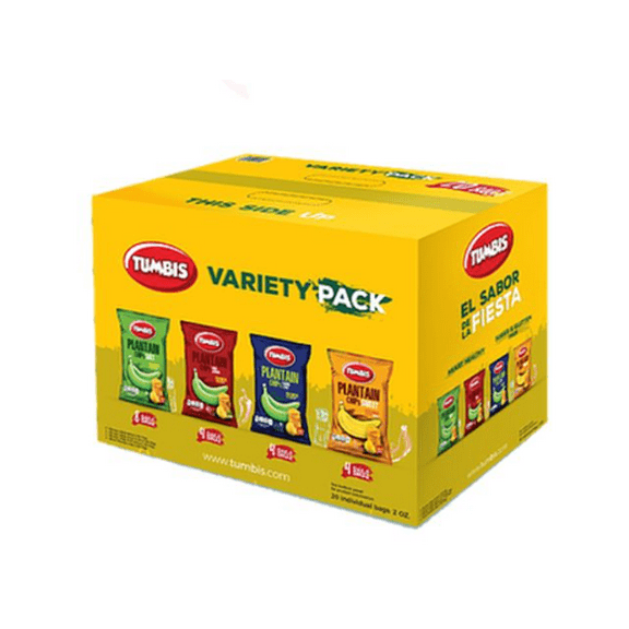 Tumbis Plantain Chips Variety Pack, 20 - 2 oz bags