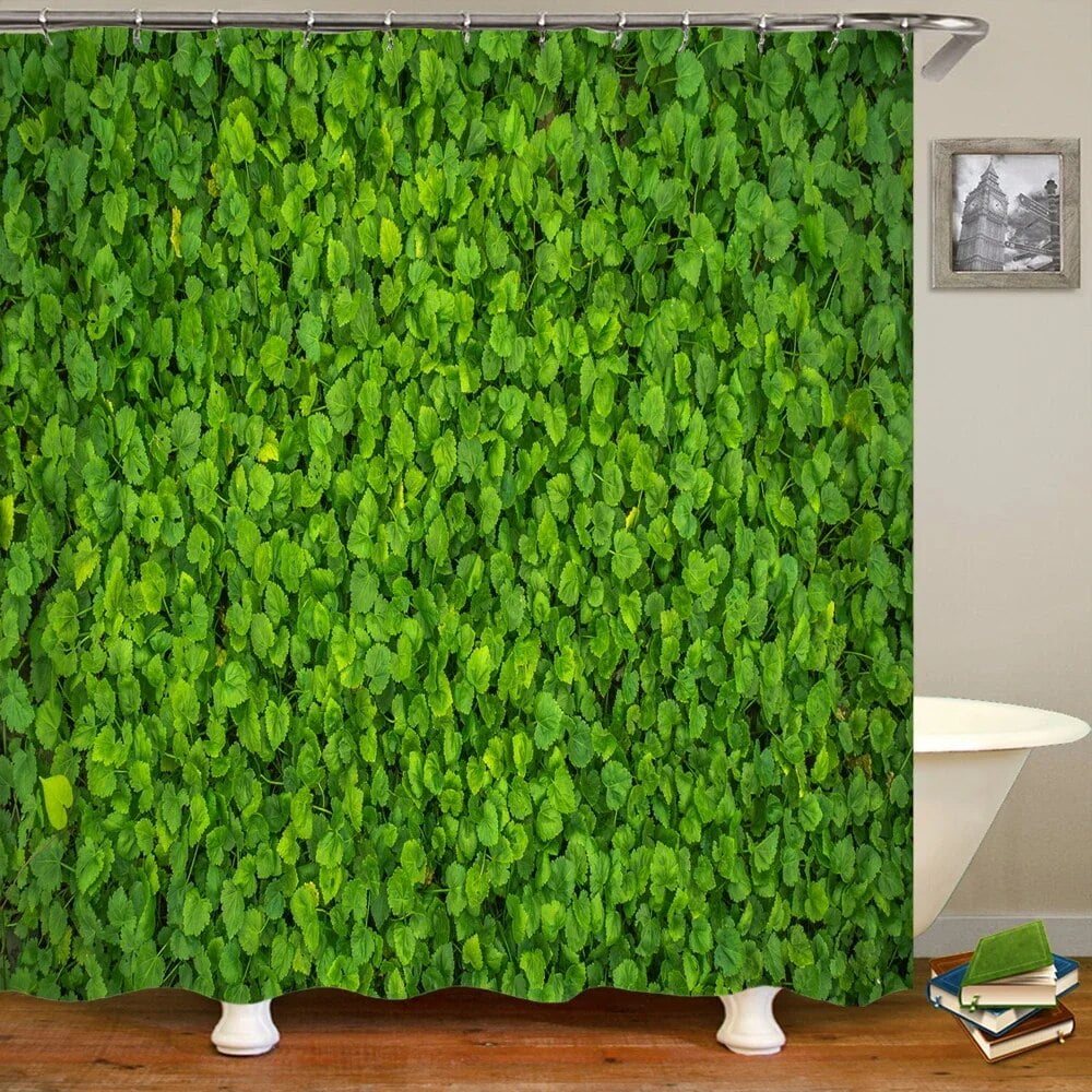 Variety of various green plant grass lawn leaf 3D printing shower curtain  polyester waterproof home decoration curtain with hook - Walmart.com, image size:1000x1000
