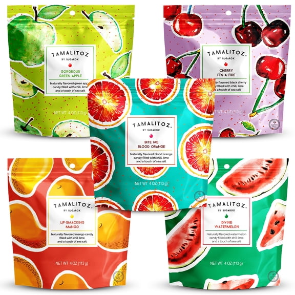 Variety pack 5 flavors Tamalitoz - Mango, Watermelon, Tamarind, Cucumber, Pineapple