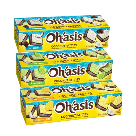 Variety pack Coconut Patties, Anastasia Coconut Patties Original, key Lime Patties and Pina Colada Patties