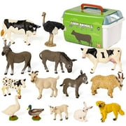 Variety4all Farm Realistic Animal Figures Playset Playmat & Storage Box, Non-Toxic Hand Painted Educational Toys