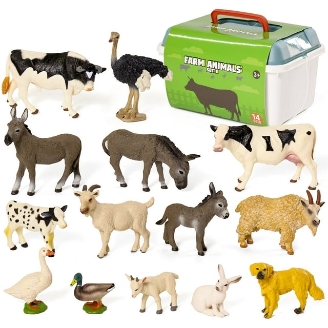 Variety4all Farm Realistic Animal Figures Playset Playmat & Storage Box