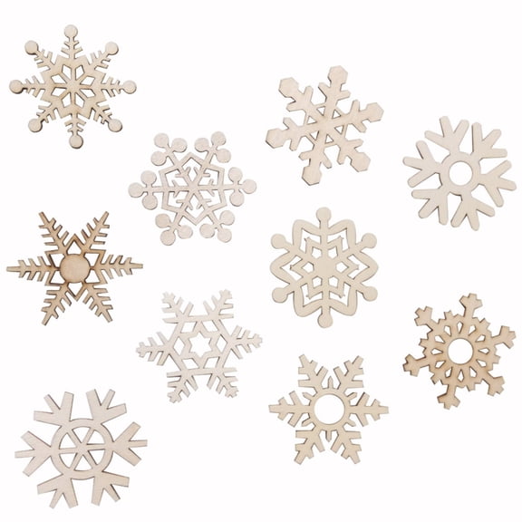 Variform Wooden Snowflake Cutouts Craft,10 Pcs Pack Wood Ornament for DIY Christmas Wedding Party,Mini Snowflake Iron On Decals Gold Vinyl Winter Applique Craft Embellishment