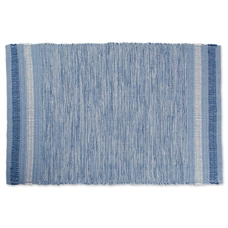 DII Varigated Blue Recycled Yarn Rug
