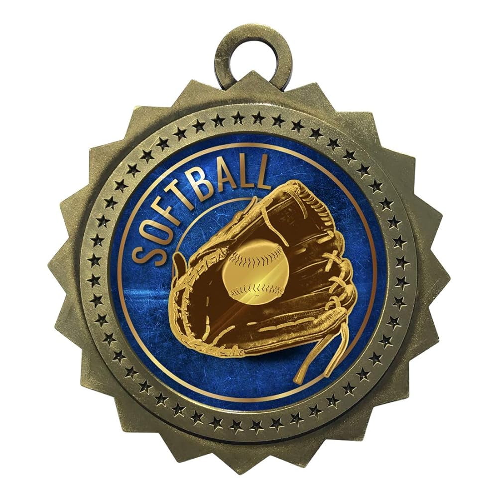Various 10 Pack Styles Of Softball Award Medals With Neck Ribbons Award