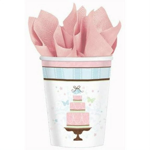 Various 9 Oz Pink Letter Print Paper Cups, Set of 18