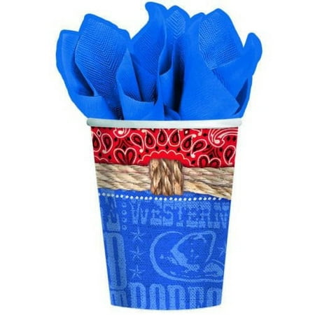 Various 9oz Bandana Ranch Multicolor Disposable Paper Cups, 8 Count (1 Pack)