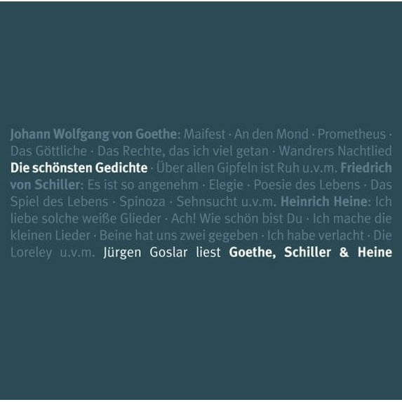 Various Artists - Die Schonsten Gedichte-Goethe Schiller Heine - Music & Performance - CD