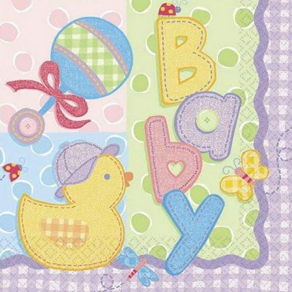 Various Baby Shower Hugs & Stitches Disposable Lunch Napkins, 16 Count