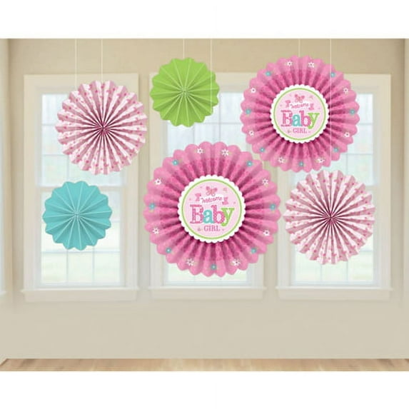 Various Baby Shower Paper Fan Decorations, Multicolor, 6 Count