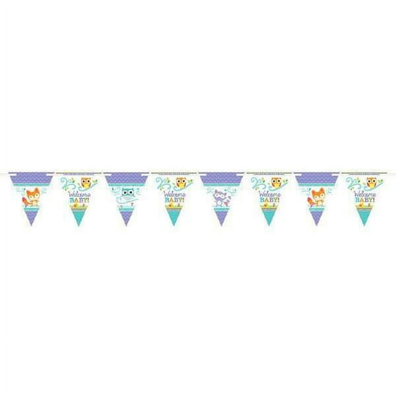 Various Baby Shower 'Woodland Welcome' Paper Flag Banner, 1 Count